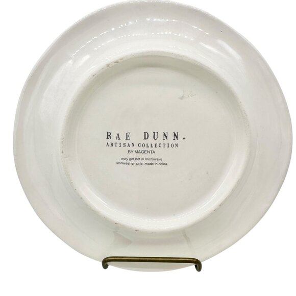 Vintage Rae Dunn Artisan Set of 3 Plates DINE SNACK SAVOR 6 inch White Blue Trim - Picture 5 of 9